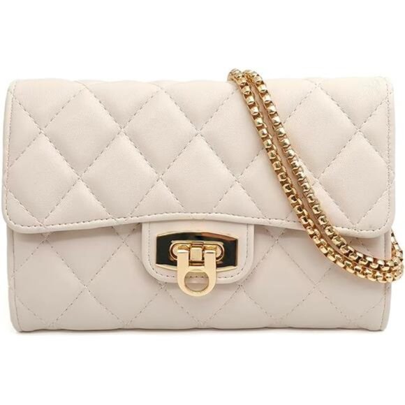 Clutch Purses for Women with Quilted Designs, Beige - Picture 1 of 6